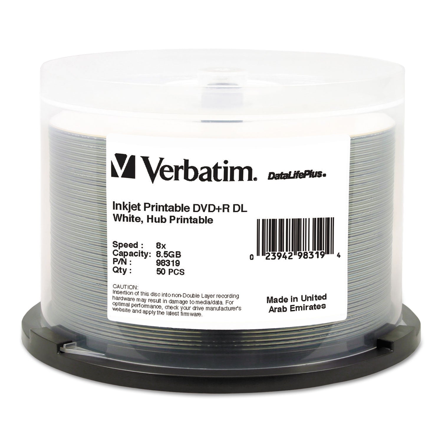 DVD+R Dual Layer Printable Recordable Disc, 8.5 GB, 8x, Spindle, White ...