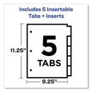 Avery Insertable Big Tab Plastic Three-Pocket Corner Lock Dividers, 5-Tab, 11.13 x 9.25, Assorted, 1 Set