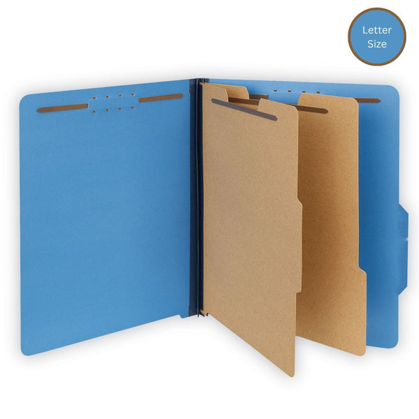 Universal Bright Colored Pressboard Classification Folders, 2 Dividers, LETTER Size (8.5 x 11), Cobalt Blue Cover, 10/Box