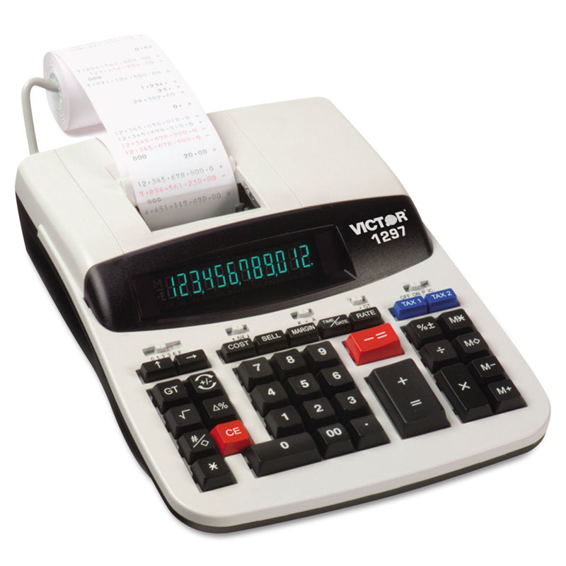 Victor 1297 Two-Color Commercial Printing Calculator, Black/Red Print, 4.5 Lines/Sec