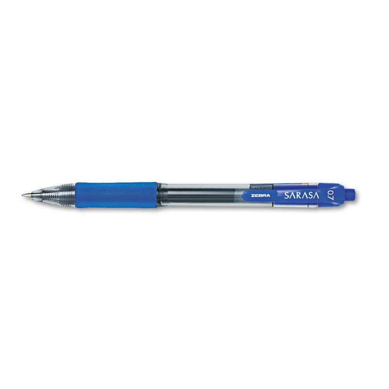 Zebra Sarasa Dry Gel X20 Gel Pen, Retractable, Medium 0.7 mm, Blue Ink, Translucent Blue Barrel, 12/Pack