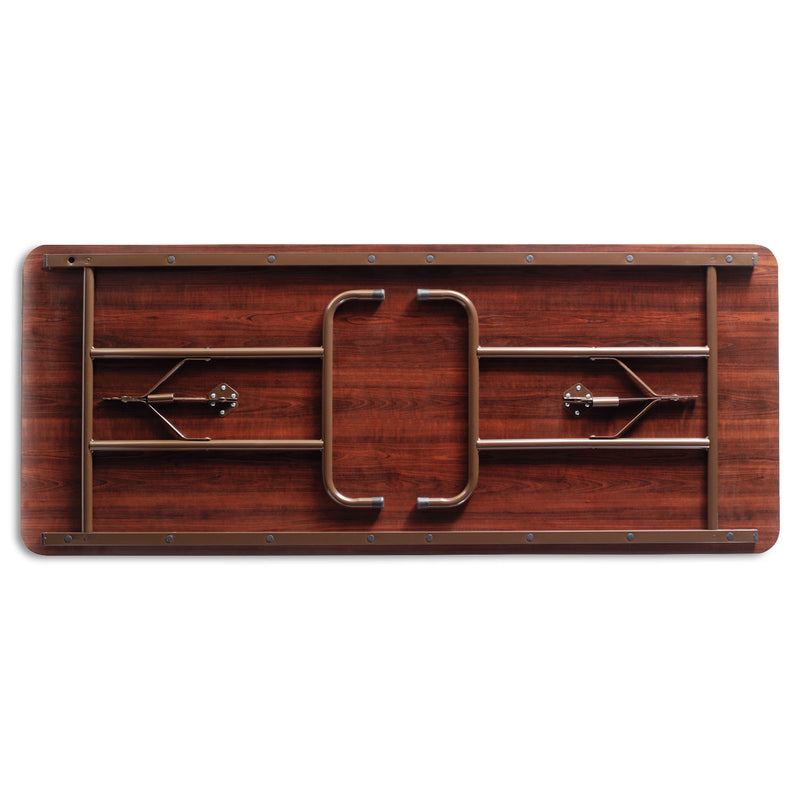 Alera Wood Folding Table, Rectangular, 71.88w x 29.88d x 29.13h, Mahogany