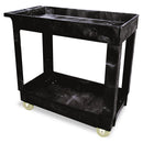 Rubbermaid Service/Utility Carts, Plastic, 2 Shelves, 500 lb Capacity, 34.13" x 17.38" x 32.38", Black