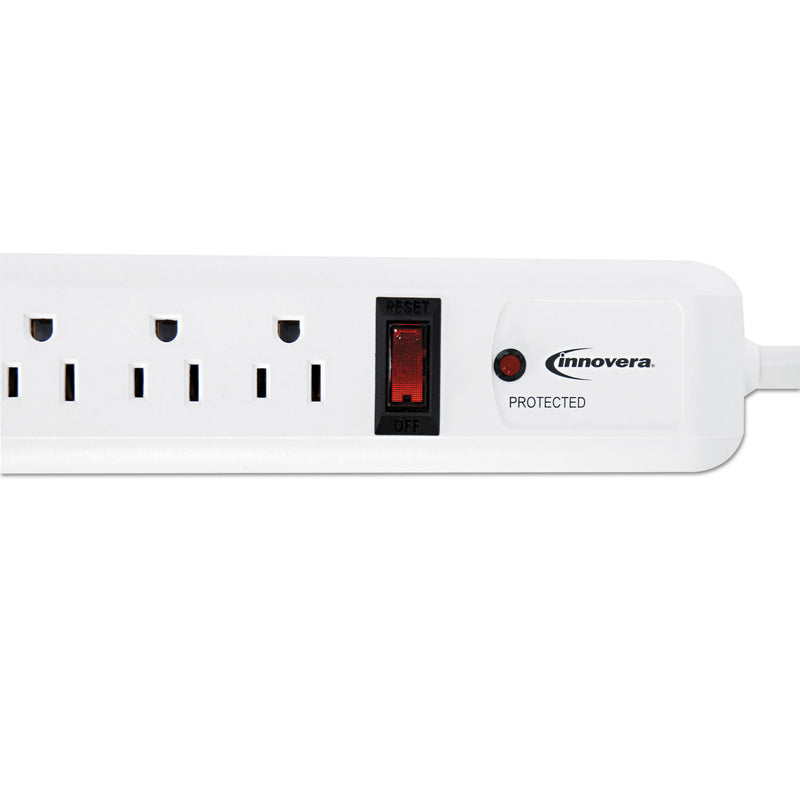 Innovera Surge Protector, 6 AC Outlets, 4 ft Cord, 540 J, White