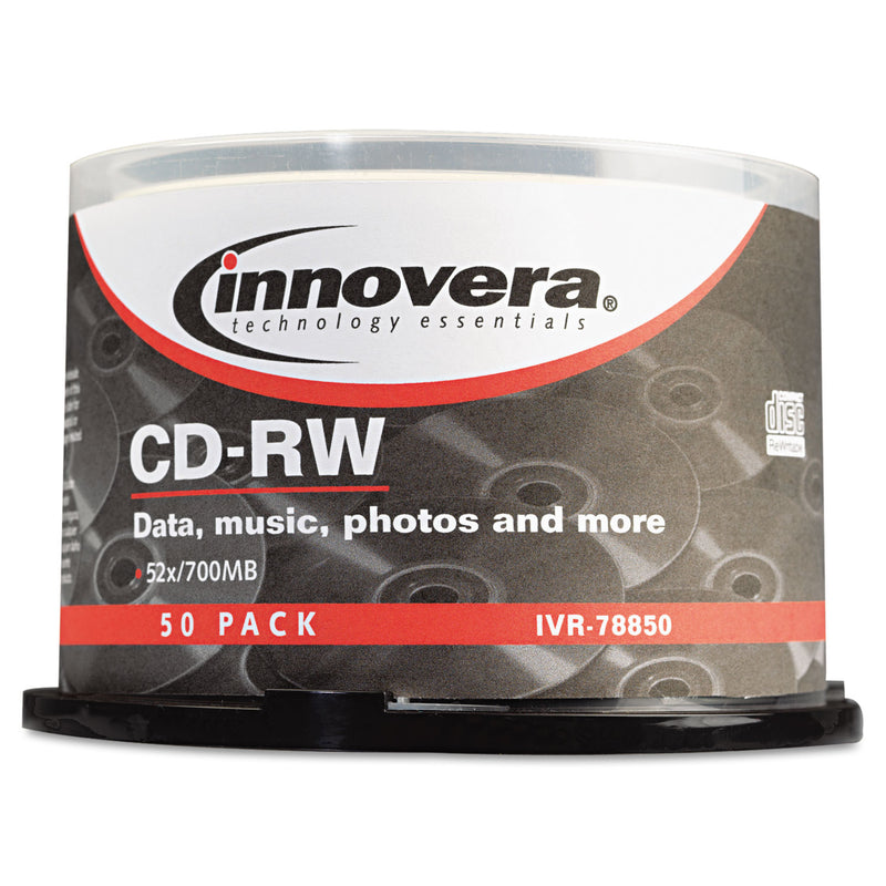 Innovera CD-RW Rewritable Disc, 700 MB/80 min, 12x, Spindle, Silver, 50/Pack
