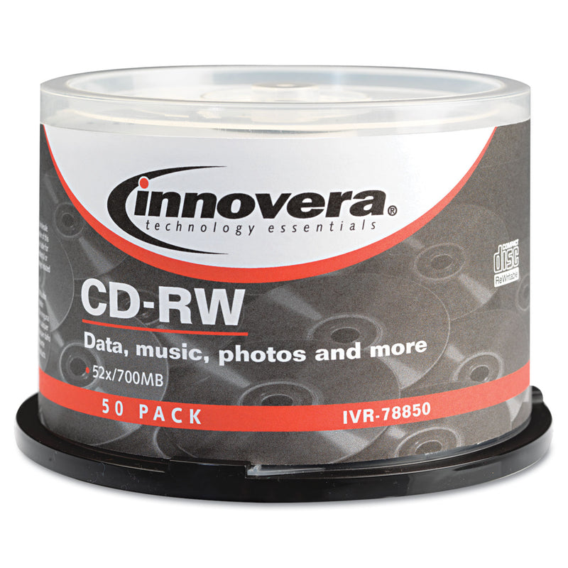 CD-RW Rewritable Disc, 700 MB/80 min, 12x, Spindle, Silver, 50/Pack by ...