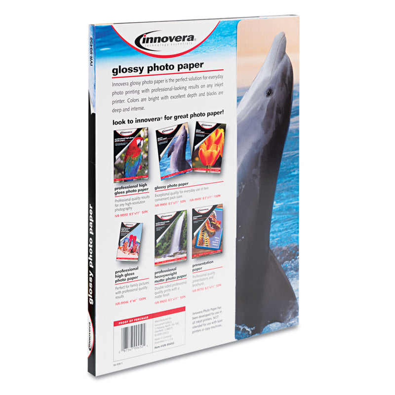 Innovera Glossy Photo Paper, 7 mil, 8.5 x 11, Glossy White, 50/Pack