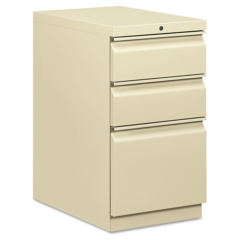 HON Brigade Mobile Pedestal with Pencil Tray Insert Left/Right, 3-Drawers: Box/Box/File, Letter, Putty, 15" x 22.88" x 28"