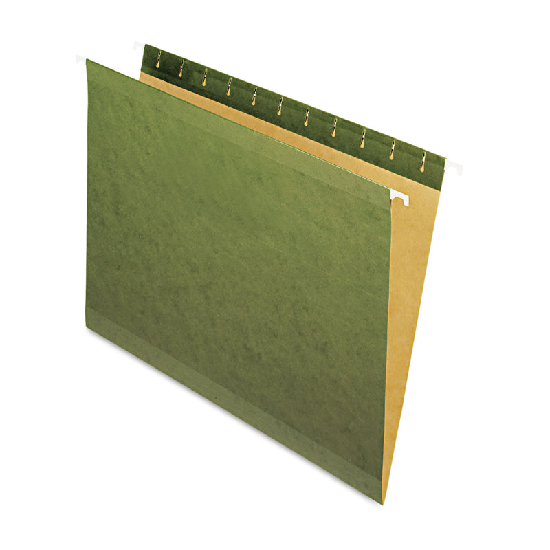Pendaflex Reinforced Hanging File Folders, Letter Size, Straight Tabs, Standard Green, 25/Box