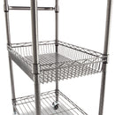 Alera Three-Tier Wire Cart with Basket, Metal, 2 Shelves, 1 Bin, 500 lb Capacity, 28" x 16" x 39", Black Anthracite