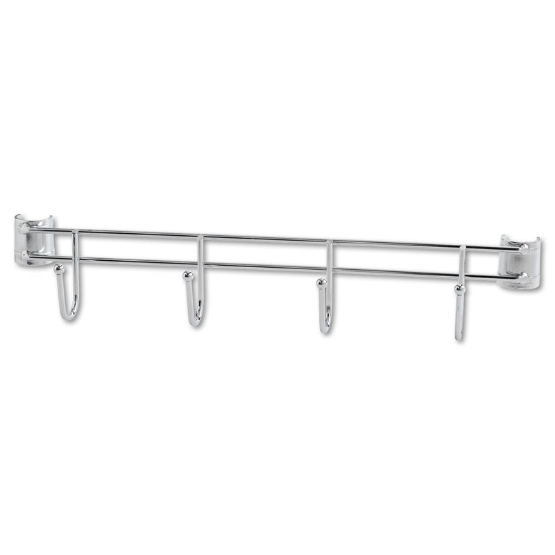 Alera Hook Bars For Wire Shelving, Four Hooks, 18" Deep, Silver, 2 Bars/Pack