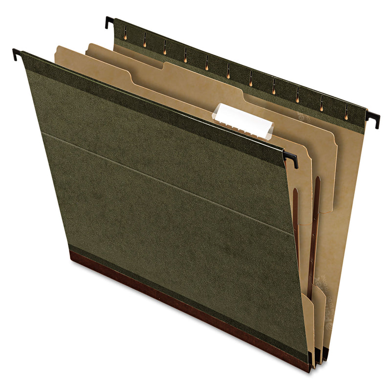 Pendaflex SureHook Reinforced Hanging Divider Folders, 1 Divider, Letter Size, Green, 10/Box