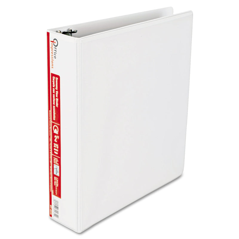 Office Impressions Economy Round Ring View Binder, 3 Rings, 2" Capacity, 11 x 8.5, White