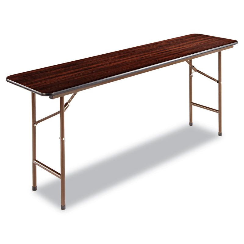 Alera Wood Folding Table, Rectangular, 71.88w x 17.75d x 29.13h, Mahogany