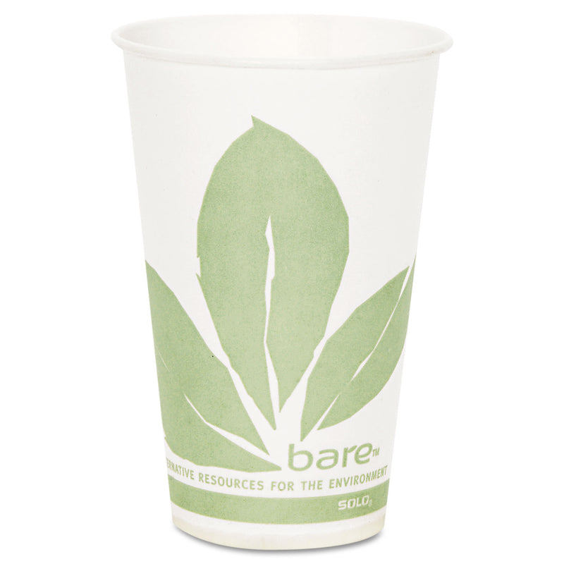 SOLO Bare Eco-Forward Treated Paper Cold Cups, 12 oz, Green/White, 100/Sleeve, 20 Sleeves/Carton