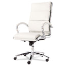 Alera Neratoli High-Back Slim Profile Chair, Faux Leather, 275 lb Cap, 17.32" to 21.25" Seat Height, White Seat/Back, Chrome
