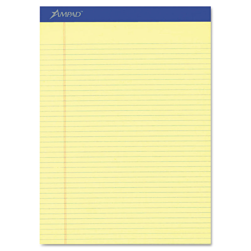 Ampad Perforated Writing Pads, Narrow Rule, 50 Canary-Yellow 8.5 x 11.75 Sheets, Dozen