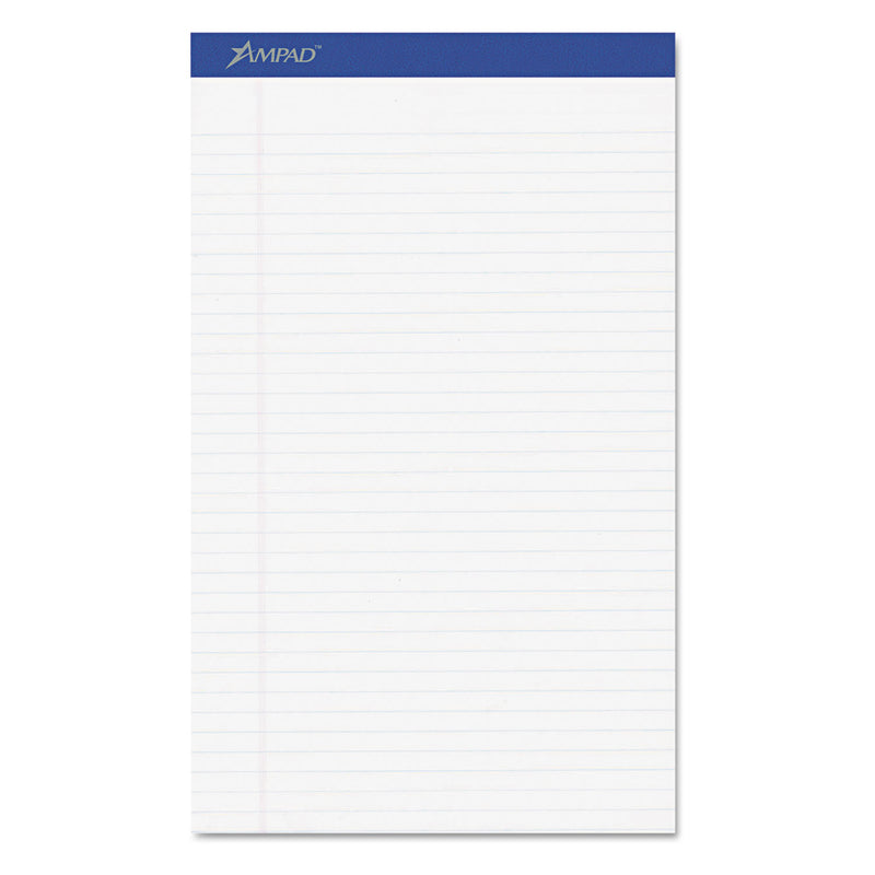 Ampad Perforated Writing Pads, Wide/Legal Rule, 50 White 8.5 x 14 Sheets, Dozen