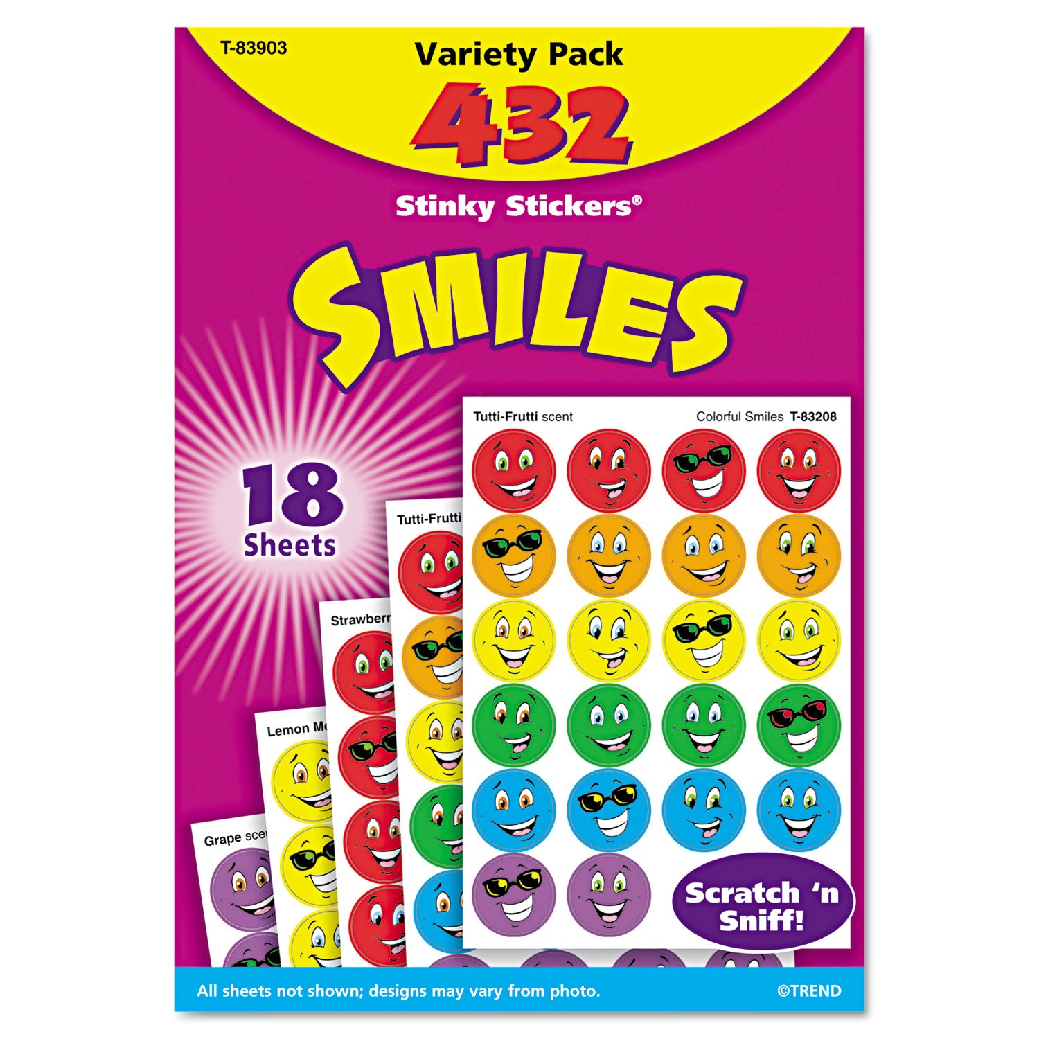 Stinky Stickers Variety Pack, Smiles, Assorted Colors, 432/Pack by ...