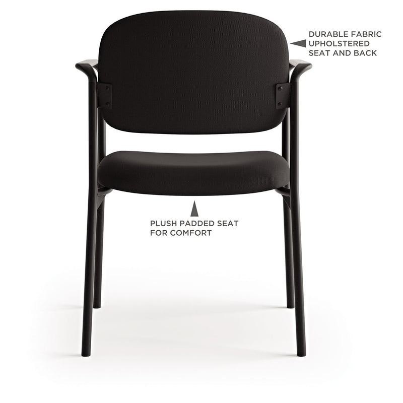 HON VL616 Stacking Guest Chair with Arms, Supports Up to 250 lb, Charcoal Seat/Back, Black Base