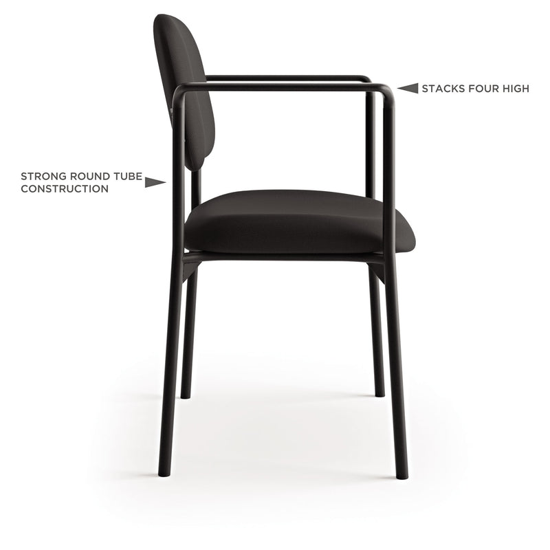 HON VL616 Stacking Guest Chair with Arms, Supports Up to 250 lb, Charcoal Seat/Back, Black Base