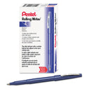 Pentel Rolling Writer Roller Ball Pen, Stick, Medium 0.8 mm, Blue Ink, Blue Barrel, Dozen