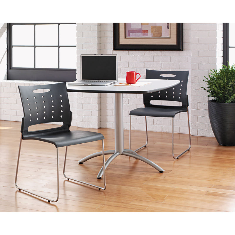 Alera Continental Series Plastic Perforated Back Stack Chair, Supports Up to 275 lb, Charcoal Seat/Back, Gunmetal Base, 4/CT
