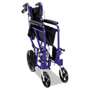 Medline Excel Deluxe Aluminum Transport Wheelchair, 300 lb Capacity, 19 x 16 Seat