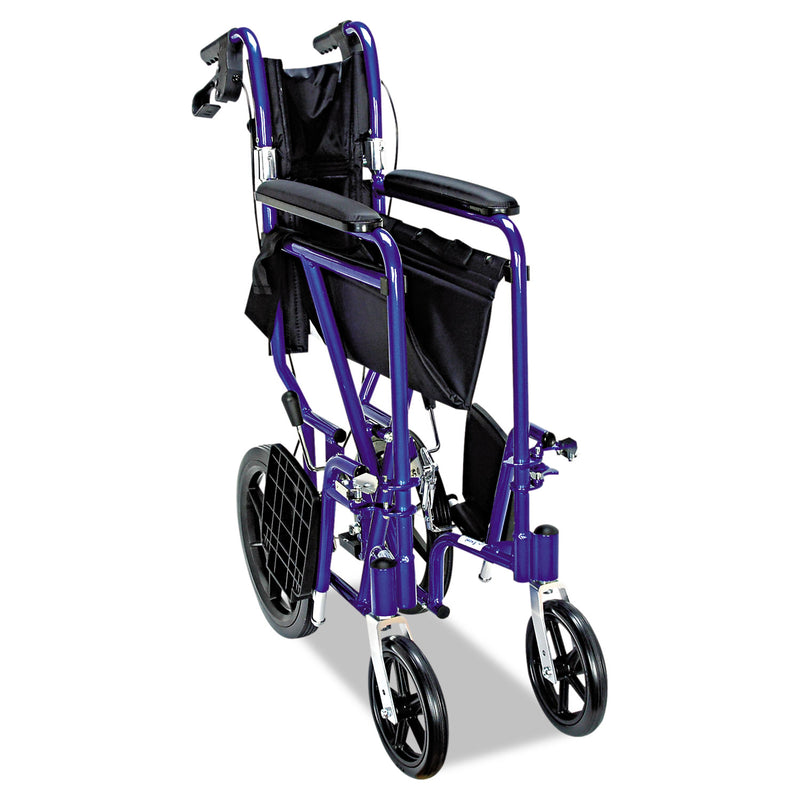 Medline Excel Deluxe Aluminum Transport Wheelchair, 300 lb Capacity, 19 x 16 Seat