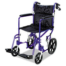 Medline Excel Deluxe Aluminum Transport Wheelchair, 300 lb Capacity, 19 x 16 Seat