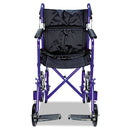 Medline Excel Deluxe Aluminum Transport Wheelchair, 300 lb Capacity, 19 x 16 Seat