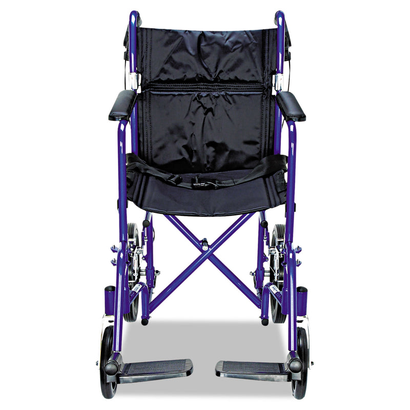 Medline Excel Deluxe Aluminum Transport Wheelchair, 300 lb Capacity, 19 x 16 Seat