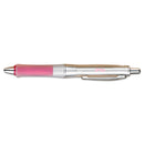 Pilot Dr. Grip Center of Gravity Breast Cancer Awareness Ballpoint Pen, Retractable, Medium 1mm, Black Ink, Silver/Pink Barrel