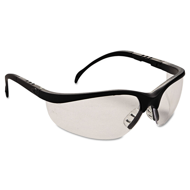 MCR Klondike Safety Glasses, Matte Black Frame, Clear Lens, 12/Box