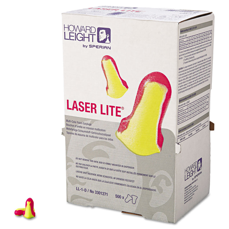 Howard Leight LL-1 D Laser Lite Single-Use Earplugs, Cordless, 32NRR, MA/YW, LS500, 500 Pairs