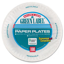 AJM Packaging Corporation Paper Plates, 9" dia, White, 100/Pack, 12 Packs/Carton