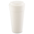 Dart Foam Drink Cups, Hot/Cold, 24 oz, White, 25/Bag, 20 Bags/Carton