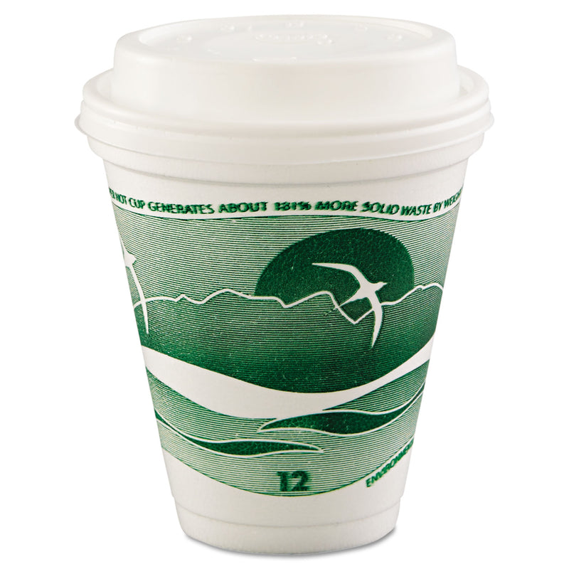 Dart Horizon Hot/Cold Foam Drinking Cups, 12 oz, Green/White, 25/Bag, 40 Bags/Carton