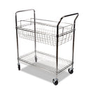 Alera Carry-all Mail Cart, Metal, 1 Shelf, 1 Bin, 34.88" x 18" x 39.5", Silver