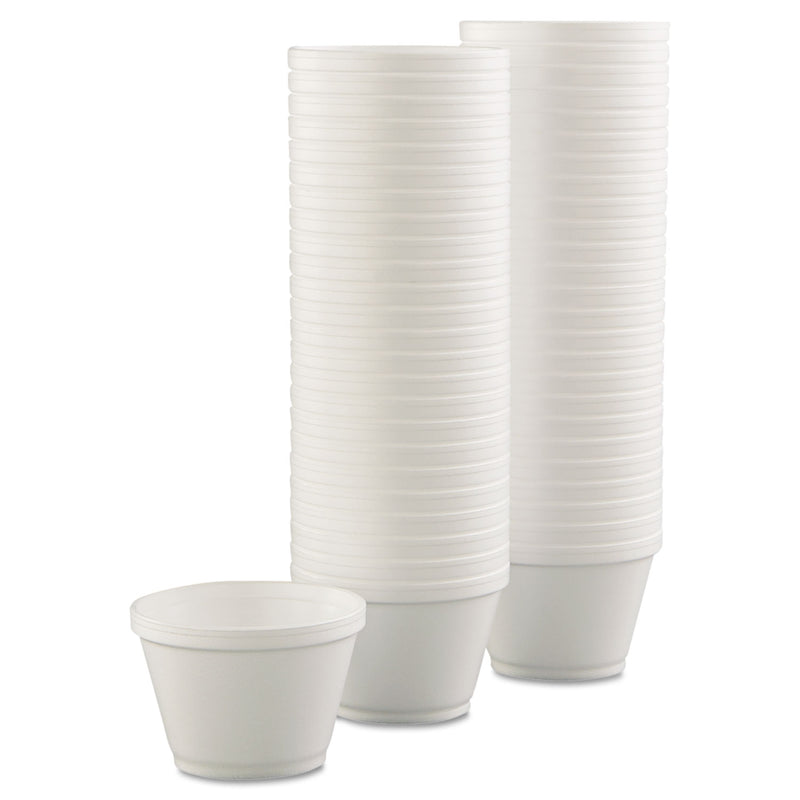 Dart Foam Containers, 6 oz, White, 50/Bag, 20 Bags/Carton