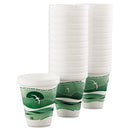 Dart Horizon Hot/Cold Foam Drinking Cups, 12 oz, Green/White, 25/Bag, 40 Bags/Carton
