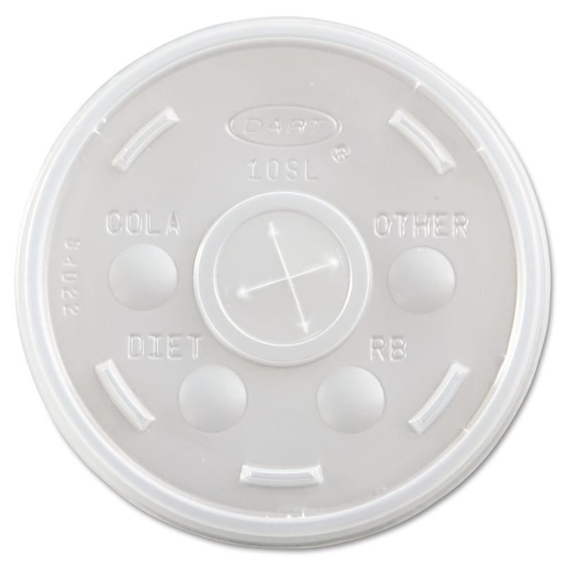 Dart Plastic Cold Cup Lids, Fits 10 oz Cups, Translucent, 100 Pack, 10 Packs/Carton