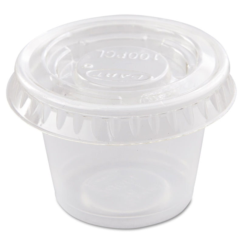 Dart Portion/Souffle Cup Lids, Fits 0.5 oz to 1 oz Cups, PET, Clear, 125 Pack, 20 Packs/Carton