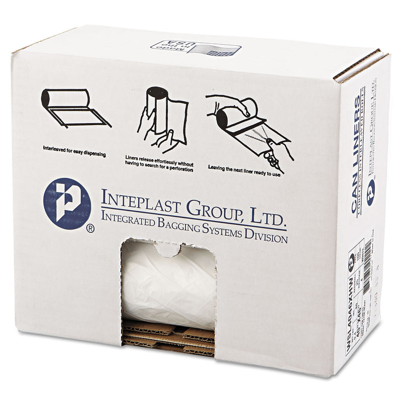 Inteplast Group Low-Density Commercial Can Liners, 45 gal, 0.7 mil, 40" x 46", White, 100/Carton