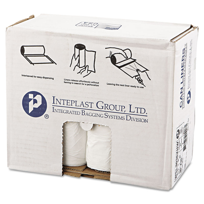 Inteplast Group Low-Density Commercial Can Liners, 30 gal, 0.8 mil, 30" x 36", White, 200/Carton