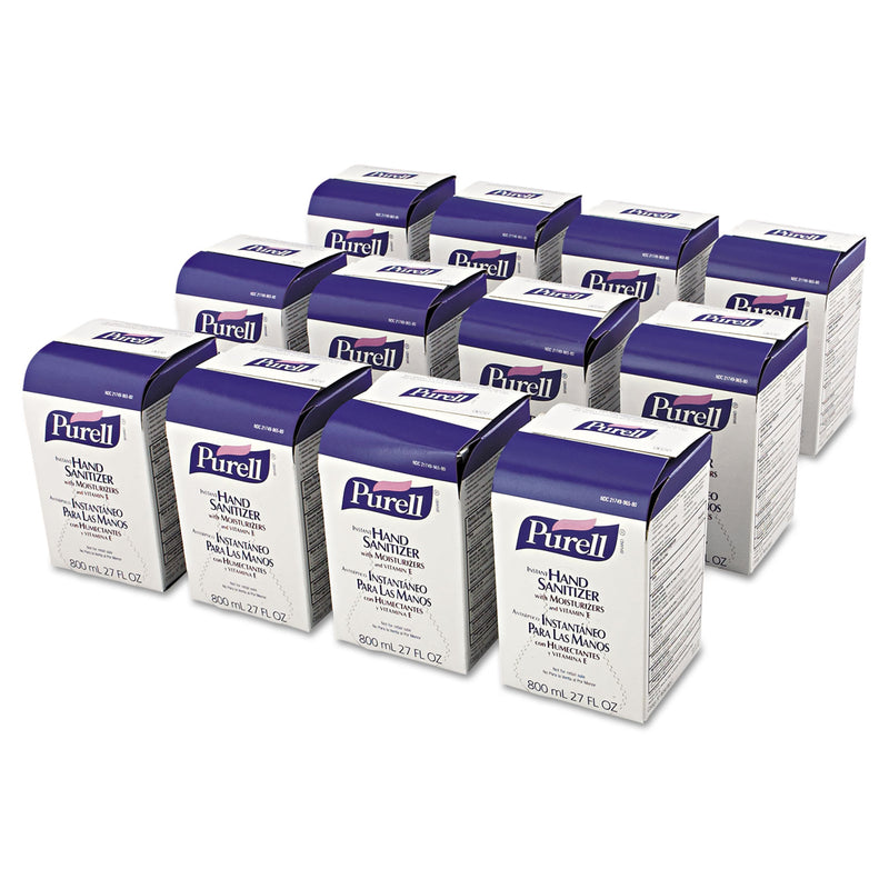 PURELL Advanced Gel Hand Sanitizer, Bag-in-Box, 800 mL Refill, Unscented, 12/Carton