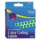 Avery Handwrite-Only Permanent Self-Adhesive Round Color-Coding Labels in Dispensers, 0.25" dia, Green, 450/Roll, (5791)