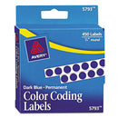 Avery Handwrite-Only Permanent Self-Adhesive Round Color-Coding Labels in Dispensers, 0.25" dia, Dark Blue, 450/Roll, (5793)