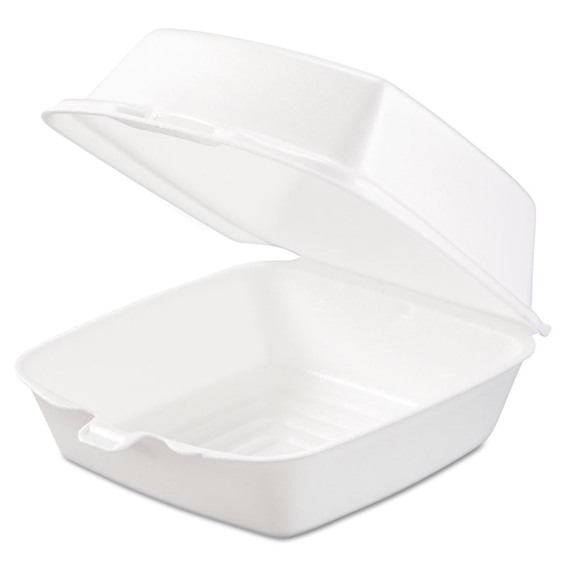 Dart Foam Hinged Lid Containers, 6 x 5.78 x 3, White, 500/Carton