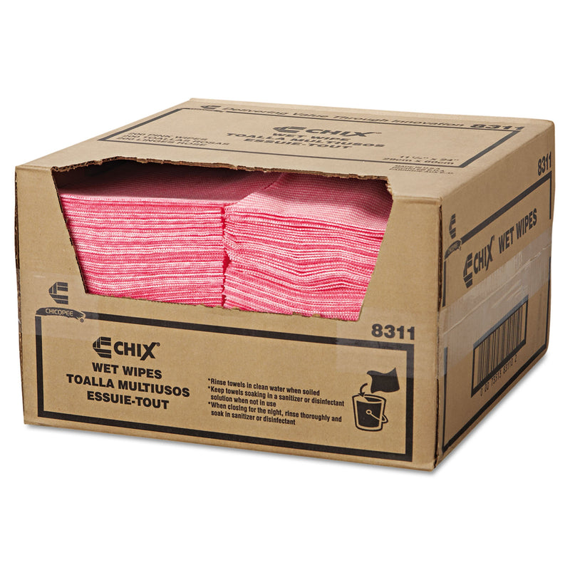 Chix Wet Wipes, 11.5 x 24, White/Pink, 200/Carton